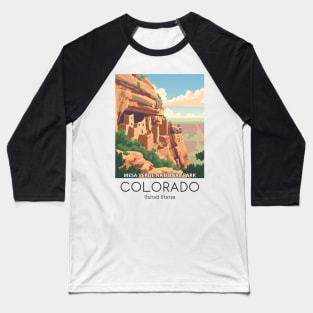 A Vintage Travel Illustration of Mesa Verde National Park - Colorado - US Baseball T-Shirt